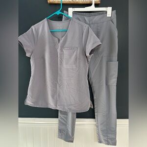 Jaanuu Gray Scrub Set with additional Top